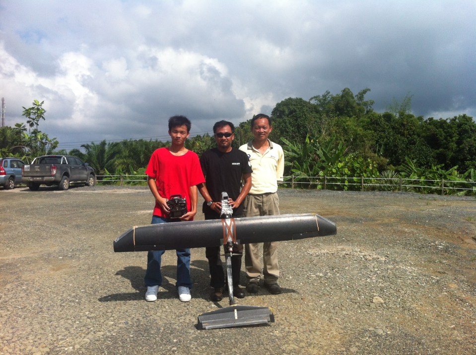 Conservation Drones Asia Team. From right to left: Keeyen, Wee Siong, Keeyen's son who is an ace pilot!